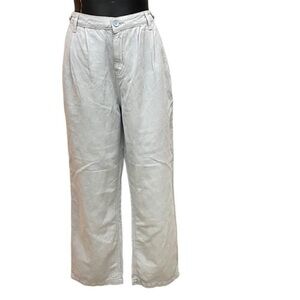 Topshop Grey Wide Leg Linen/Cotton Trousers